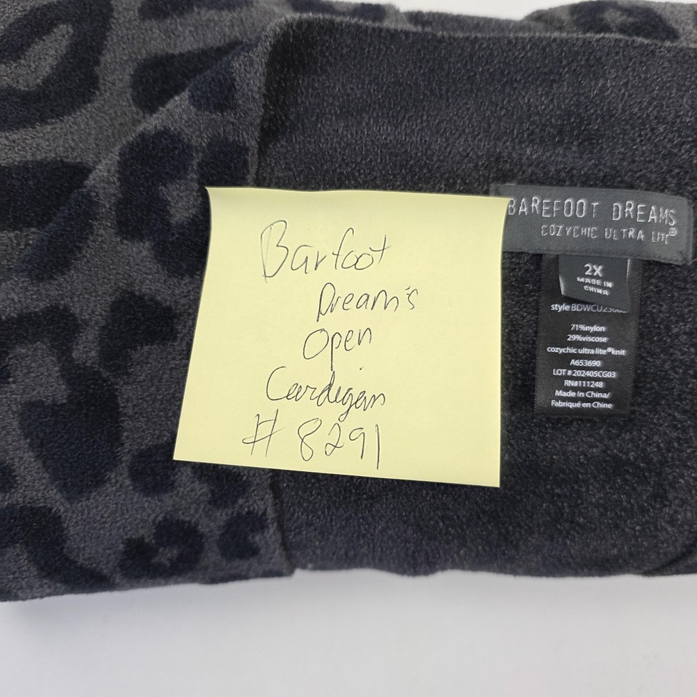 Barefoot Dreams Gray Leopard Print Open Cardigan - Picture 14 of 14